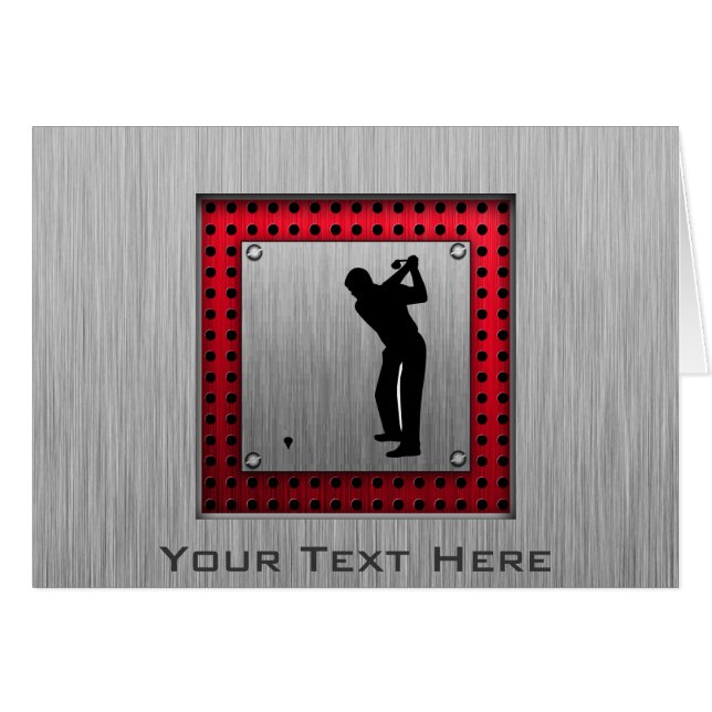 Cartão Jogador de golfe de alumínio escovado do olhar (Frente Horizontal)