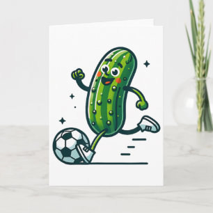 Cartão Jogador de Pepino de Futebol Engraçado Chutando By