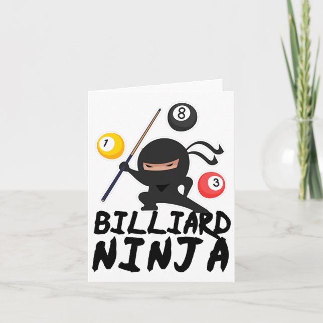 Cartão Jogador de Piscina Billiard Ninja 8, Engraçado (Frente)
