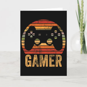 Cartão Jogador de Video Game Retro Vintage Gamer Meninos