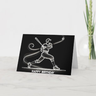 Cartão Jogador Neon Baseball Birthday