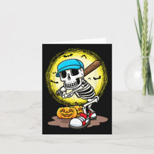 Cartão Jogador Skeleton Softball Crianças de Halloween