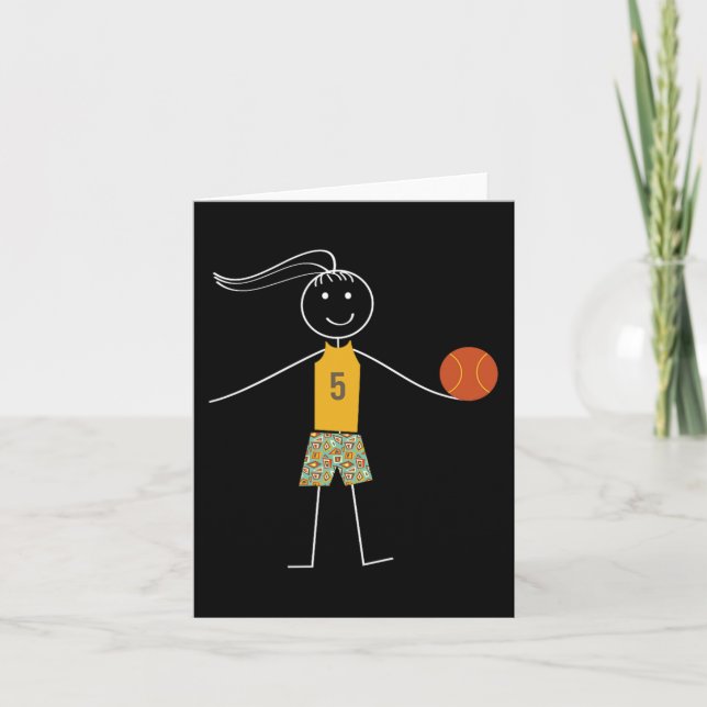 Cartão Jogadora de basquete divertida para garotas (Frente)