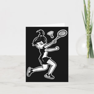 Cartão Jogadora de Cartoon Badminton Mulher Shuttle