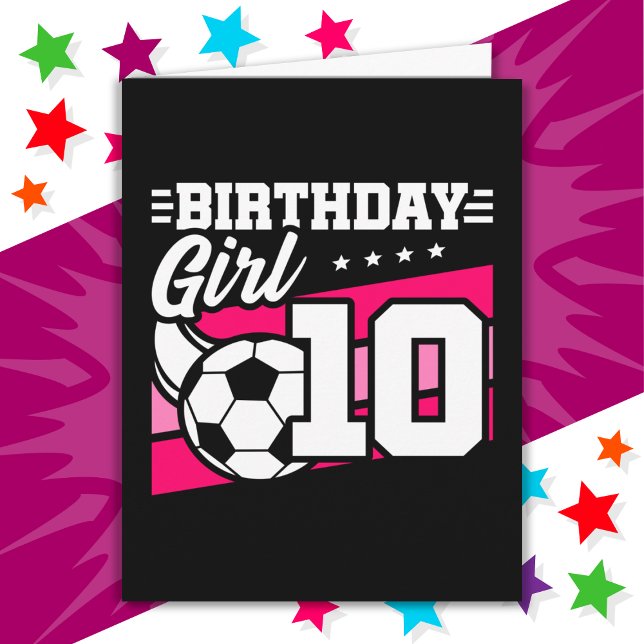 Cartão Jogadora de futebol de 10 anos, 10ª garota de aniv (Criador carregado)