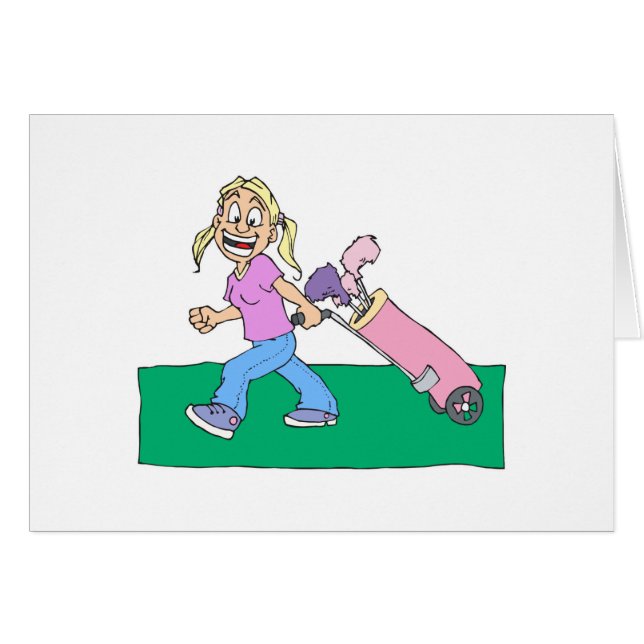 Cartão Jogadores de golfe da menina (Frente Horizontal)