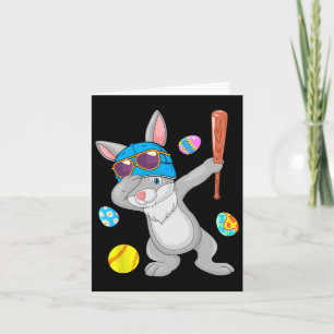 Cartão Jogando Páscoa de Softball com coelhinho