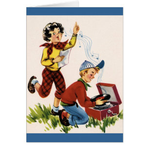 Cartão Jogando registros do anos 50