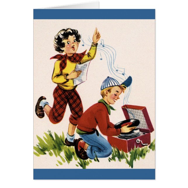 Cartão Jogando registros do anos 50 (Frente)