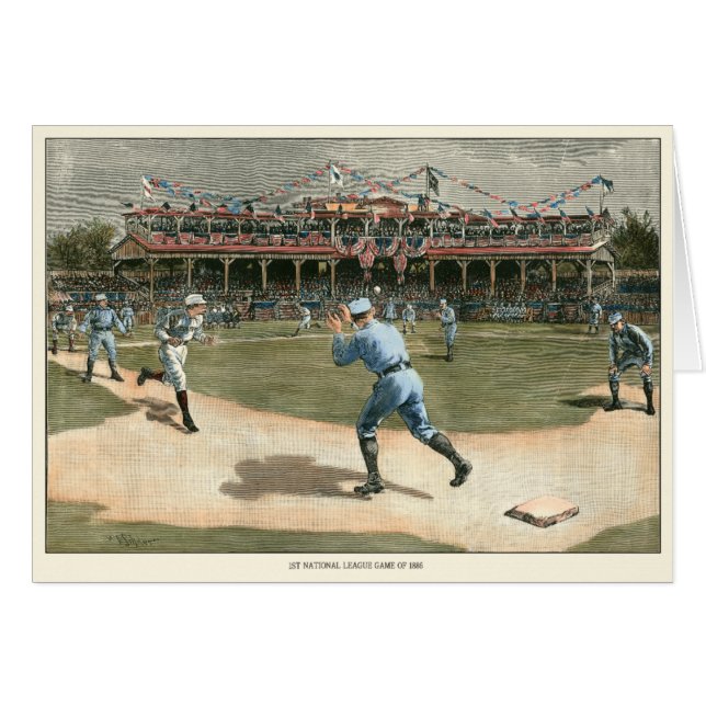 Cartão Jogo da Liga Nacional de Basebol de 1886 (Frente Horizontal)