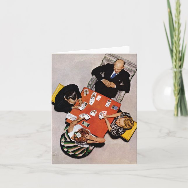 Cartão Jogo da ponte por Norman Rockwell (Frente)