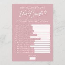 Cartão Jogo de Chuva de Fatos da Noiva Rosa Descargável