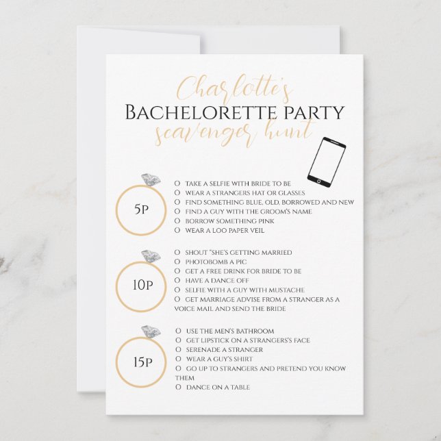 Cartão Jogo de Fotografias Dourado da Festa de solteira d (Frente)