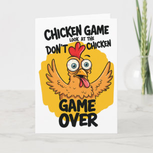 Cartão Jogo de frango Não olhe para o Meme de frango engr