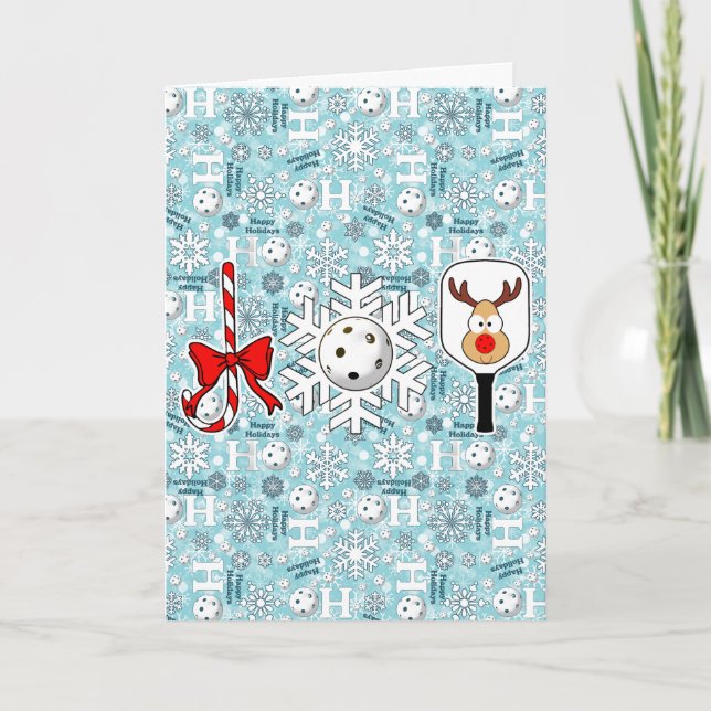 Cartão Jogo de Natal Ho Ho Ho Snowball Azul (Frente)