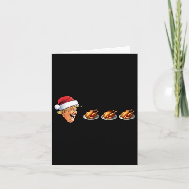 Cartão Jogo de Vídeo de Natal Trump Cara Comendo Peru Jog (Frente)