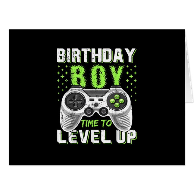 Cartão Jogo de Vídeo do Birthday Boy Level Up (Frente horizontal)