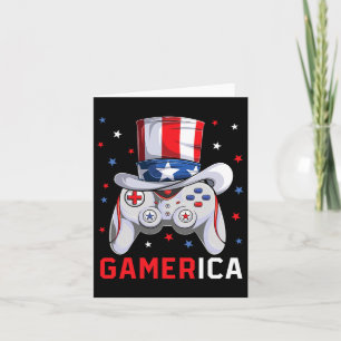 Cartão Jogo de vídeo do dia 4 de julho da bandeira americ