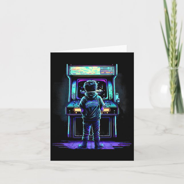 Cartão Jogo de Vídeo Vintage Retro Arcade 3  (Frente)