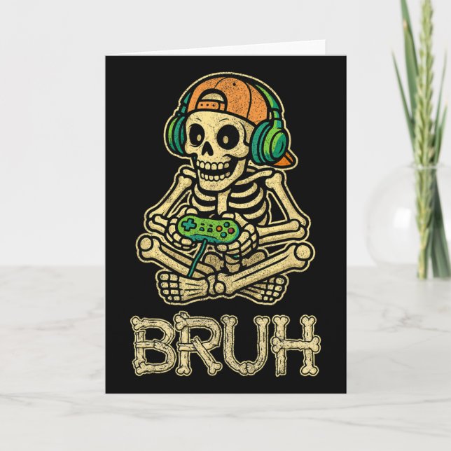 Cartão Jogo Engraçado Skeleton Jovens Jovens Jovens Jogos (Frente)