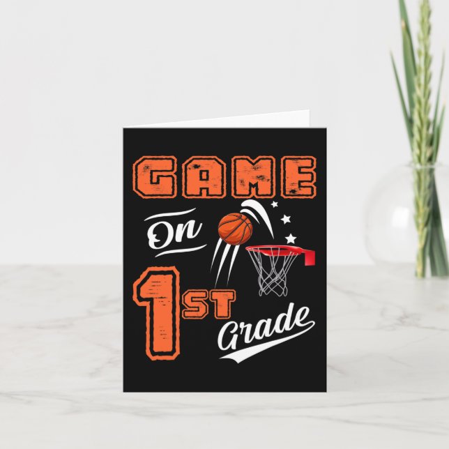 Cartão Jogos Divertidos No 1º Ano De Basquete No 1º Dia D (Frente)