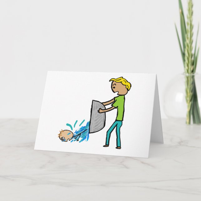 Cartão Jogue fora bebê com água morna (Frente)