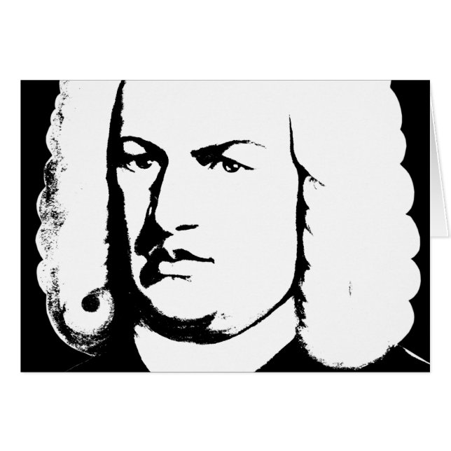 Cartão Johann Sebastian Bach abstrakt em Schwarz und weiß (Frente Horizontal)