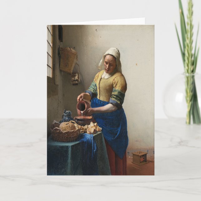 Cartão Johannes Vermeer, A Milkmaid (Frente)