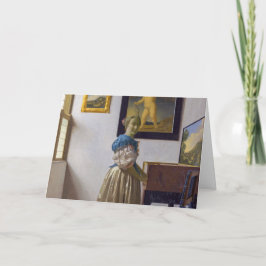 Cartão Johannes Vermeer - Dama de pé em uma Virgínia