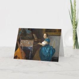 Cartão Johannes Vermeer - Lady Sentada em uma Virgem