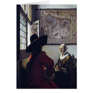 Cartão Johannes Vermeer, Oficial E Garota Rindo