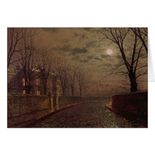 Cartão John Atkinson Grimshaw Cena de Moonlit Street, 1