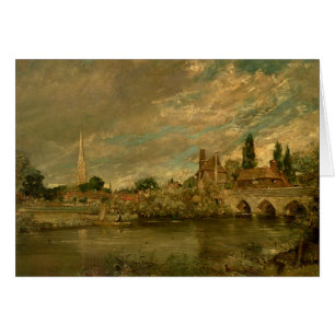 Cartão John Constable a ponte de Harnham e de Salisbu
