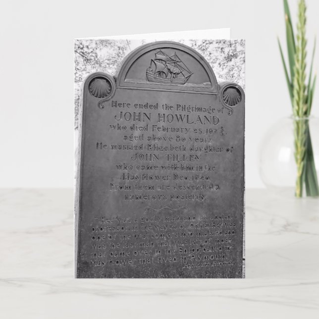 Cartão John Howland, passageiro Mayflower (Frente)