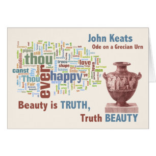 Cartão John Keats - beleza é a verdade - urna Grecian -