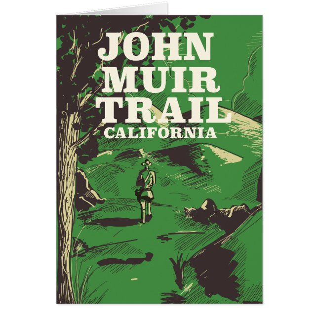 Cartão John Muir Trail poster de viagens da Califórnia. (Frente)