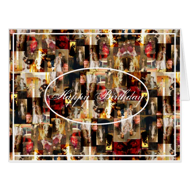 Cartão John Singer Sargent Elegante Lady Portrait Collage (Frente horizontal)