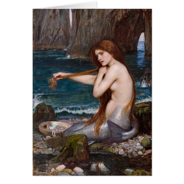 Cartão John William Waterhouse A sermaid Tennyson poema (Frente)