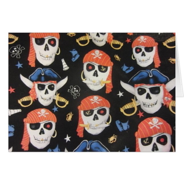 Cartão Jolly Roger Pirate Skulls (Frente Horizontal)