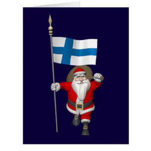Cartão Jolly Santa Claus Com Bandeira Da Finlândia