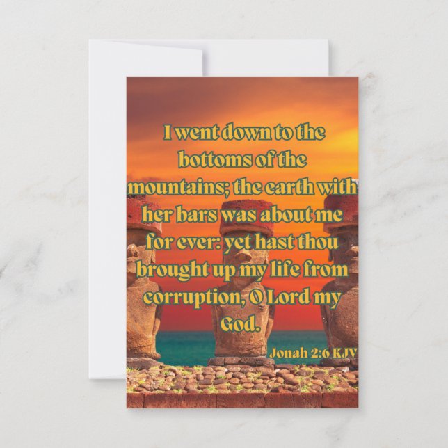 Cartão Jonah 2:6 Bíblia KJV Verse Pic Saudação (Frente)