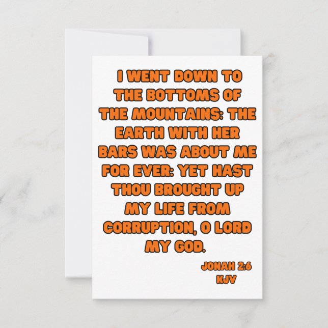 Cartão Jonah 2:6 Bíblia KJV Verse Saudação (Frente)