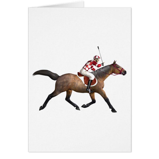Cartão Jóquei e cavalo da corrida de cavalos (Frente)