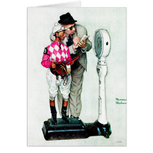Cartão Jóquei que pesa dentro por Norman Rockwell