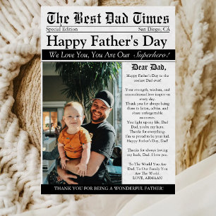 Cartão Jornal Foto Divertida Única Feliz Dia dos Pais