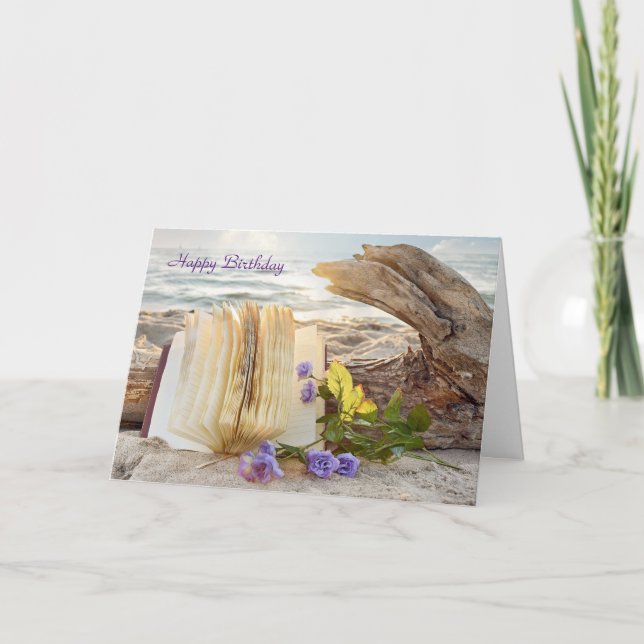 Cartão journal and roses on driftwood (Frente)