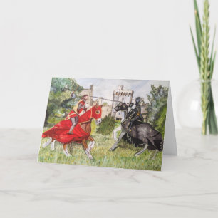 Cartão Joust medieval contra um Vazio do Castelo