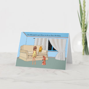 Cartão Jovem Formadora de Cachorro Tendo Aniversário