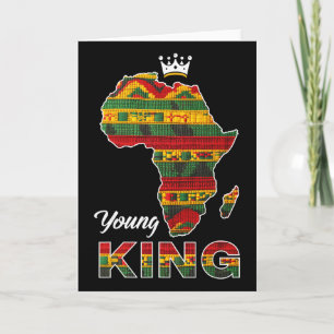 Cartão Jovem Rei Africano Mapa Kente Arte Homens Menino P