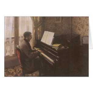 Cartão Jovem Tocando Piano por Gustave Caillebotte